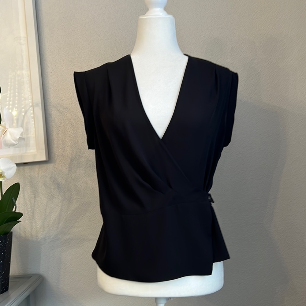BCBG MaxAzria “Sheer” Black Blouse